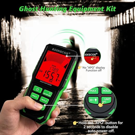 EMF Detector Meter, RDINSCOS EMF Meter for AC Magnetic & Electric Fields and Microwave Radiation, EMF Reader with Tri-Color Alarm, Backlit LCD, Cell Phone Detector