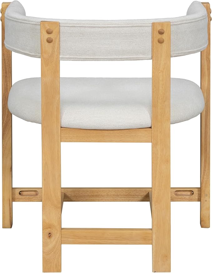 Christopher Knight Home Set of 2 Arley Modern Fabric Upholstered Dining Armchair, Sturdy Wooden Kitchen Side Chair with Ergonomic Backrest and Footrest, Soft Padded Barrel Accent Chair, Beige+Natural
