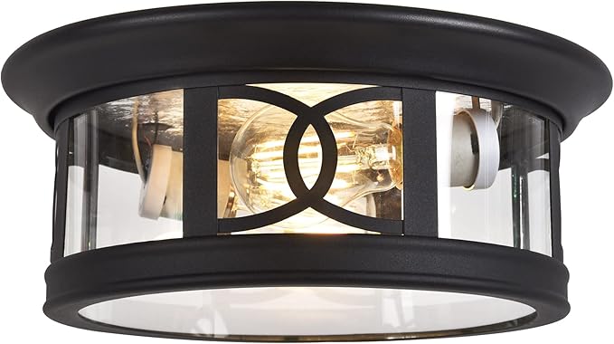 Design House 589002-BLK Summit Traditional Outdoor/Indoor Dimmable Ceiling Light with Clear Glass for Porch Entryway Patio Hallway, Textured Matte Black