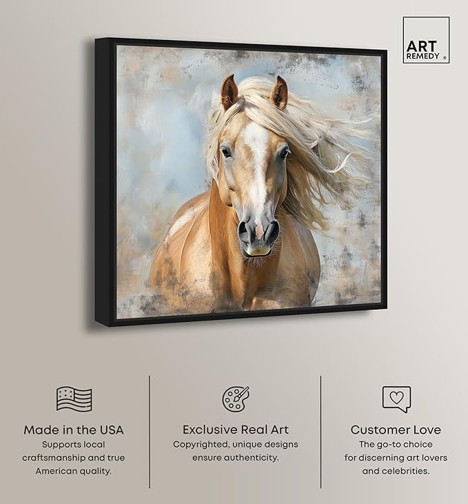 Art Remedy Rustic Rider Canvas Horse Wall Art, Black Frame, 12" x 12"