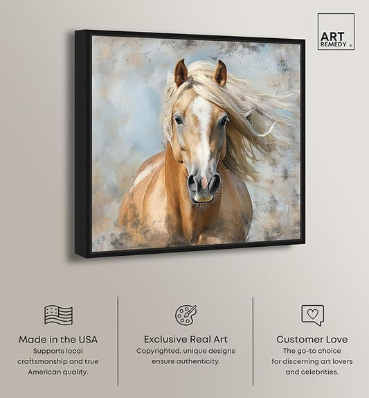 Art Remedy Rustic Rider Canvas Horse Wall Art, Black Frame, 20" x 20"