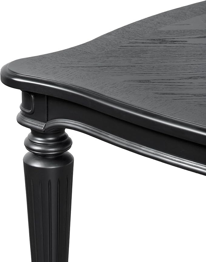 Furniture of America Seabliss Glam Solid Wood 84-inch Dining Table with Turned Fluted Legs, Seats up to 6, for Home, Kitchen, Living Room, Black