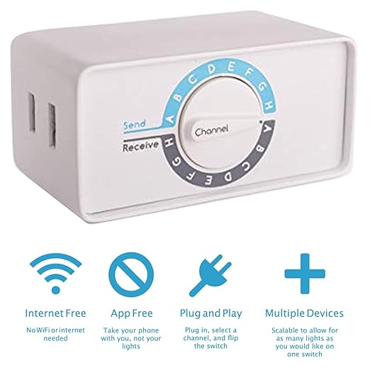 Switcheroo - Sync Lights with No App, WiFi, Bluetooth, or Remote Control | Change Which Outlets Turn On/Off with Your Existing Light Switch | Smart Outlet Solution for Multiple Plug Switches (5-Pack)