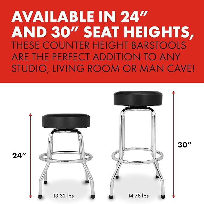 Fender Custom Shop Chevron Logo Swivel Barstool, Great Gifts Dad, with 1 Year Limited Warranty, Simple Assembly, Black/Black, 30"