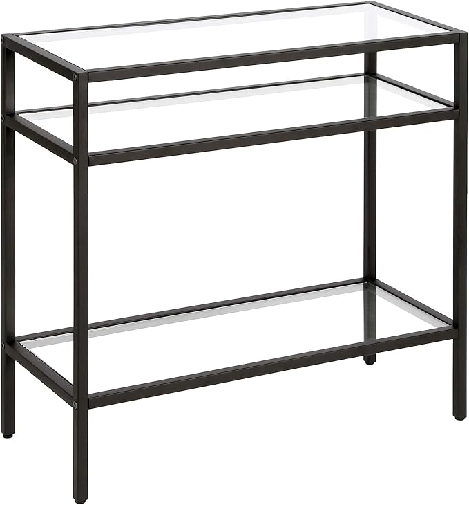 Henn&Hart 24" Wide Rectangular Side Table in Blackened Bronze, Table for Living Room, Bedroom