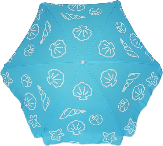 AMMSUN 47 Inch Seaside Beach Umbrella for Sand Box Water Table Kids Durable Umbrellas for children Picnic Beach Camping Garden Outdoor Play Shade Blue Shell