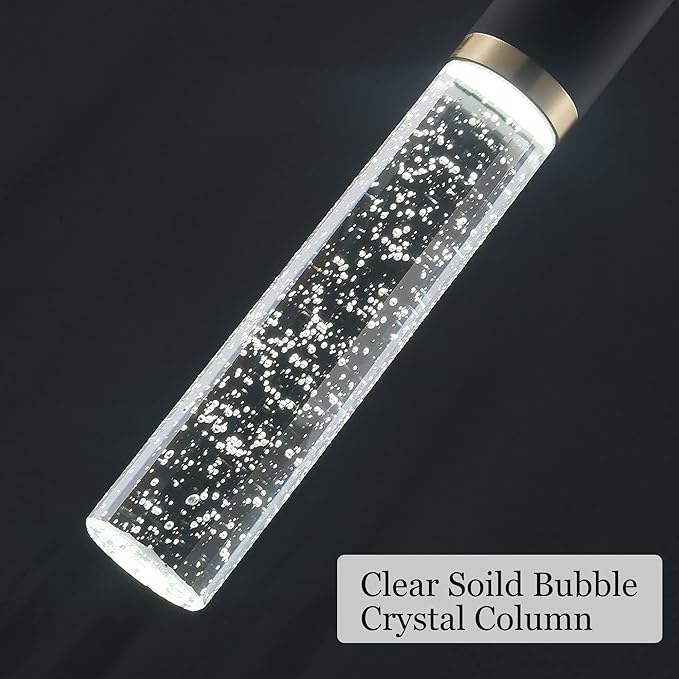 3-Pack Modern Crystal Pendant Light for Kitchen Island, Elegant Black Gold LED Bubble Hanging Chandelier Lighting Fixture for Dining Room Bedside