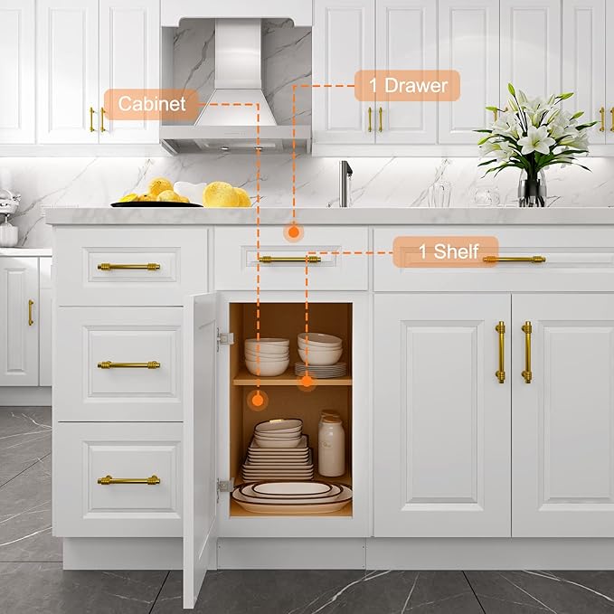 LOVMOR Kitchen Base Cabinets, Sideboard Storage Cabinet, Entryway Cabinet with 1-Drawer & Adjustable Shelf, 21" W X 24" D X 34-1/2"H