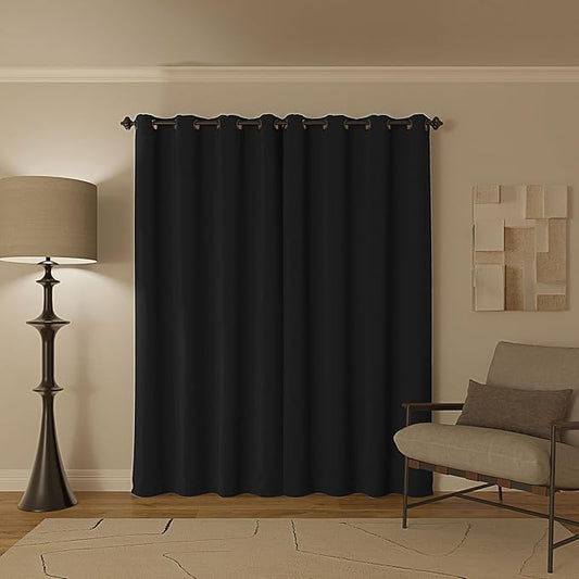 Sun Zero Nordic 2-Pack Theater Grade Noise Reducing Extreme 100% Blackout Grommet Curtain Panel Pair, 52" x 54, Coal Gray