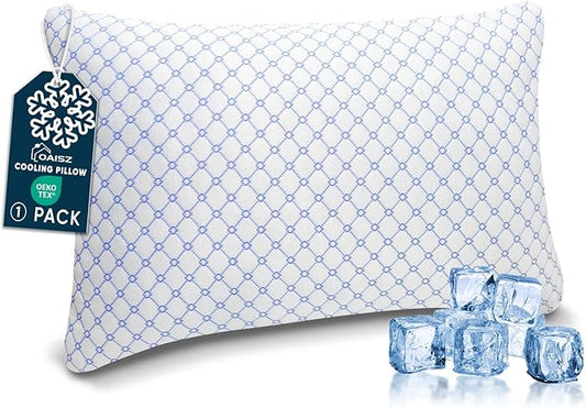 OAISZ Cooling Pillow Queen Size, Shredded Memory Foam Bed Pillows for Sleeping, Adjustable Pillows with Cooling Cover, Soft Yet Supportive Memory Foam Pillows for Side Back Stomach Sleepers