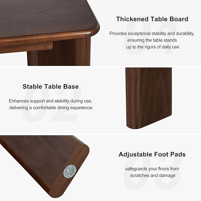 Casaphoria 67" Farmhouse Dining Table for 6，Wood Rectangular Living Room Table, Modern Kitchen Table with Sturdy Base & Thickened Tabletop, Easy to Assembly & Clean, Walnut