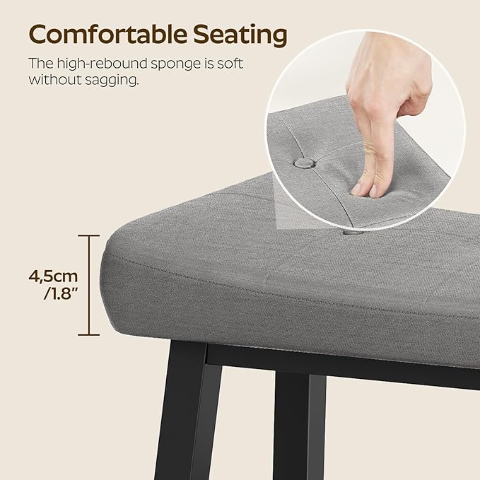 Shoe Bench, 3-Tier Shoe Rack, Entryway Bench with Storage and Cushion, for Hallway, Foyer, Bedroom, Gray and Black HX02BG