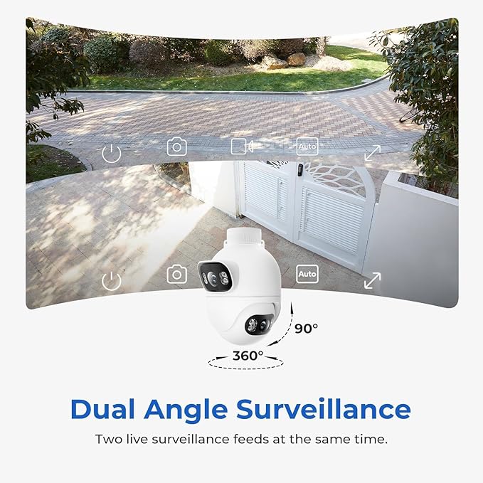 IMILAB EC6 Dual 2K+2K Plug-in Outdoor Security Camera: Outdoor Camera for Home Security w/Motion Spotlight & Siren, Wired 360° Rotate Cam, Person Tracking, 24/7 Recording, Color Night Vision