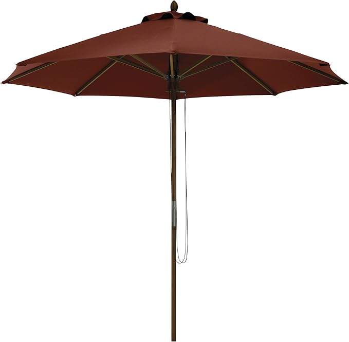 Classic Accessories Montlake™ Fadesafe™ 9' Round Bamboo Patio Umbrella, Heather Henna