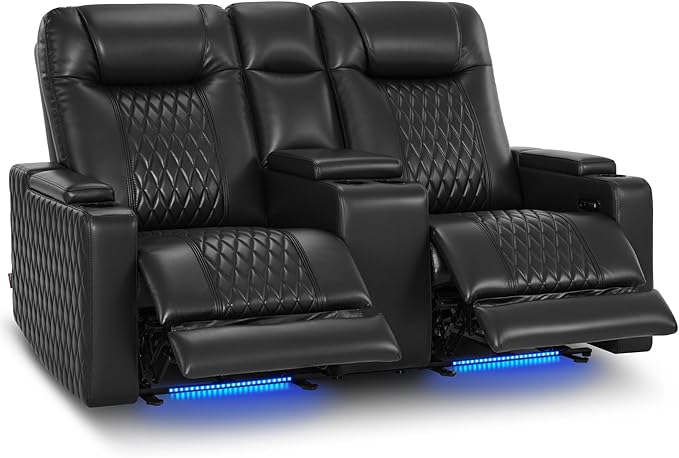 MCombo 80" Zero Gravity Oversized Power Reclining Loveseat with Adjustable Headrest for Living Room, Double Recliner Sofa with USB & Type C, Armrest Storage & LED Light HTS401SET