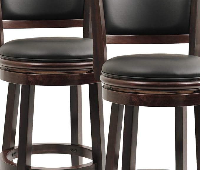 Boraam Augusta Bar Height Swivel Stool, 29-Inch, Cappuccino, 2-Pack