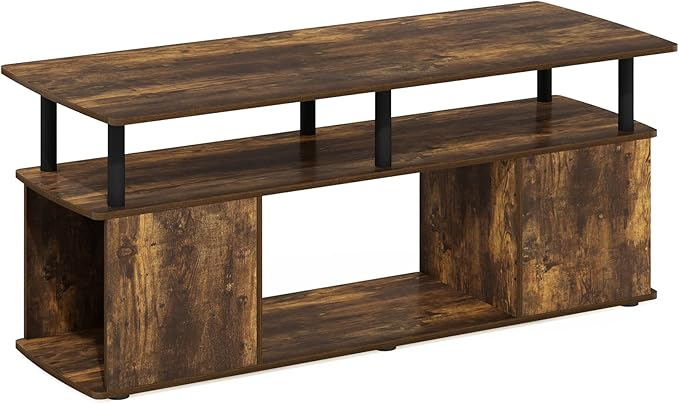 Furinno JAYA TV Stand for TVs up to 50 Inch with Open Storage, Amber Pine/Black
