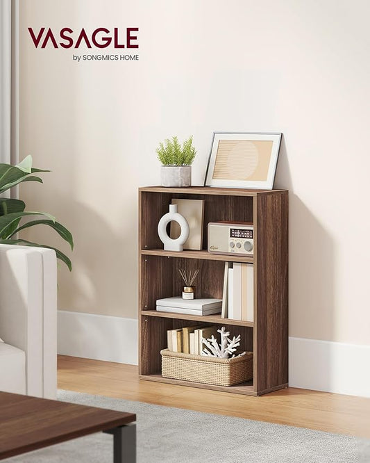 VASAGLE Custos Collection - Bookshelf, 3-Tier Bookcase, Book Shelf, Open Storage Shelf, 9.4 x 23.6 x 32 Inches, for Living Room, Home Office, Dining Room, Natural Walnut ULBC163K01