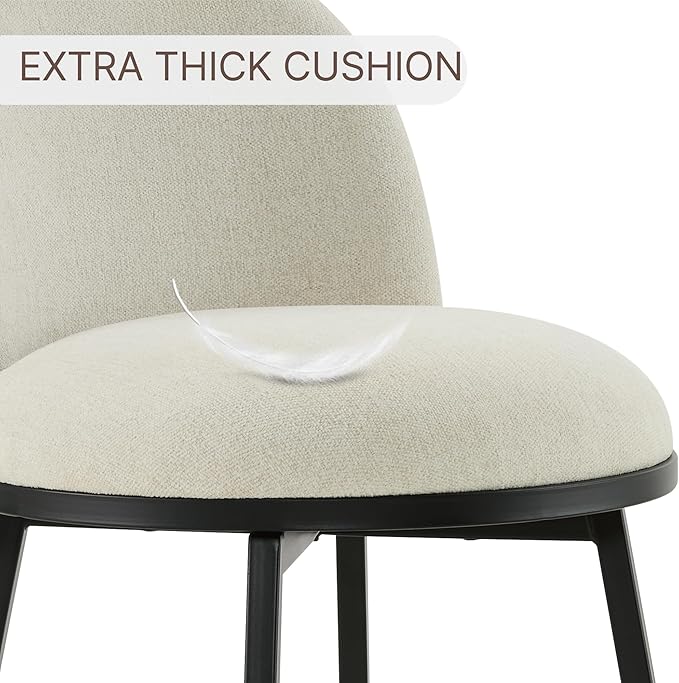 Swivel Bar Stools Set of 2, 26" H Upholstered Linen Fabric Barstools with Backs,Counter Height Stools with Metal Legs for Kitchen Island,Linen,1 Box
