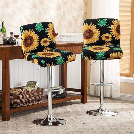 Levoberg Bar Stools Cover Set of 2 Printed Armless Swivel Barstools Slipcovers with Backs Stretch Square Counter Height Bar Stools Covers Mid Low Back Chair Cover for Kitchen Dining Room Bar #10