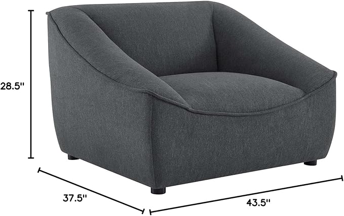 Modway Comprise Fabric Upholstered Sectional, Armchair, Charcoal