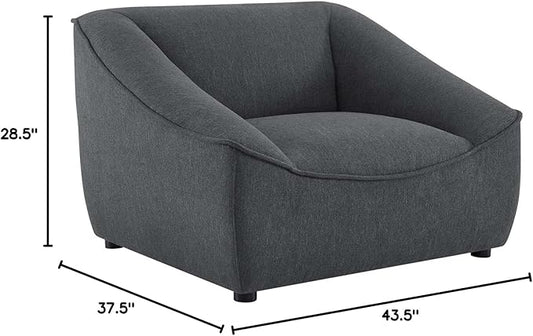 Modway Comprise Fabric Upholstered Sectional, Armchair, Charcoal