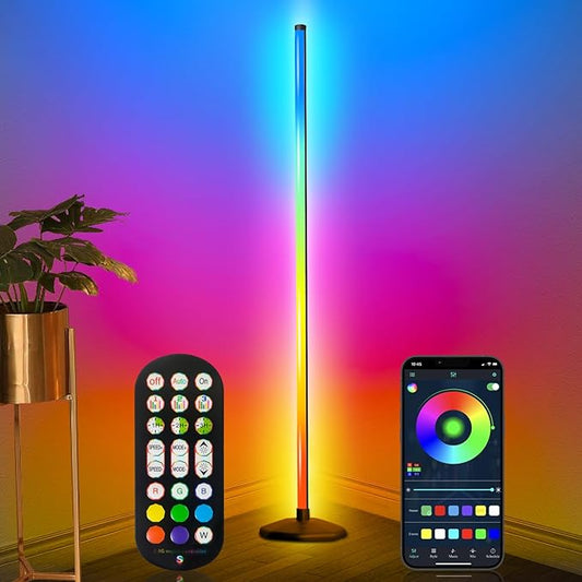 Corner Floor Lamp, Smart RGB LED Corner Lamp,16 Million Colors Changing LED Floor Lamp with App and Remote Control,Music Sync & Timer Mood Lighting for Living Room,Smart Floor Lamp