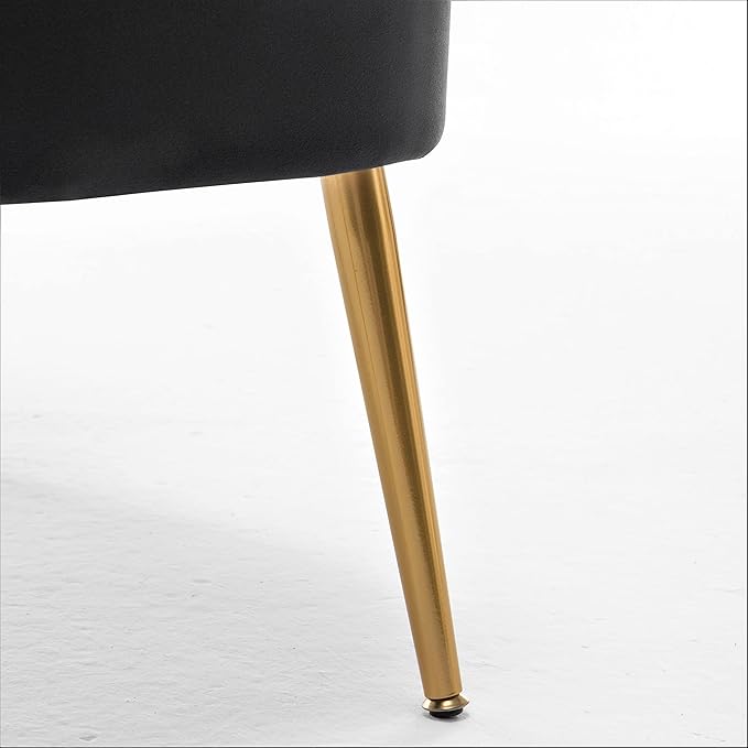 Modern Velvet Accent Chair for Living Room, Bedroom, or Entryway, Stylish and Comfortable Armless Design with Metal Legs, Black