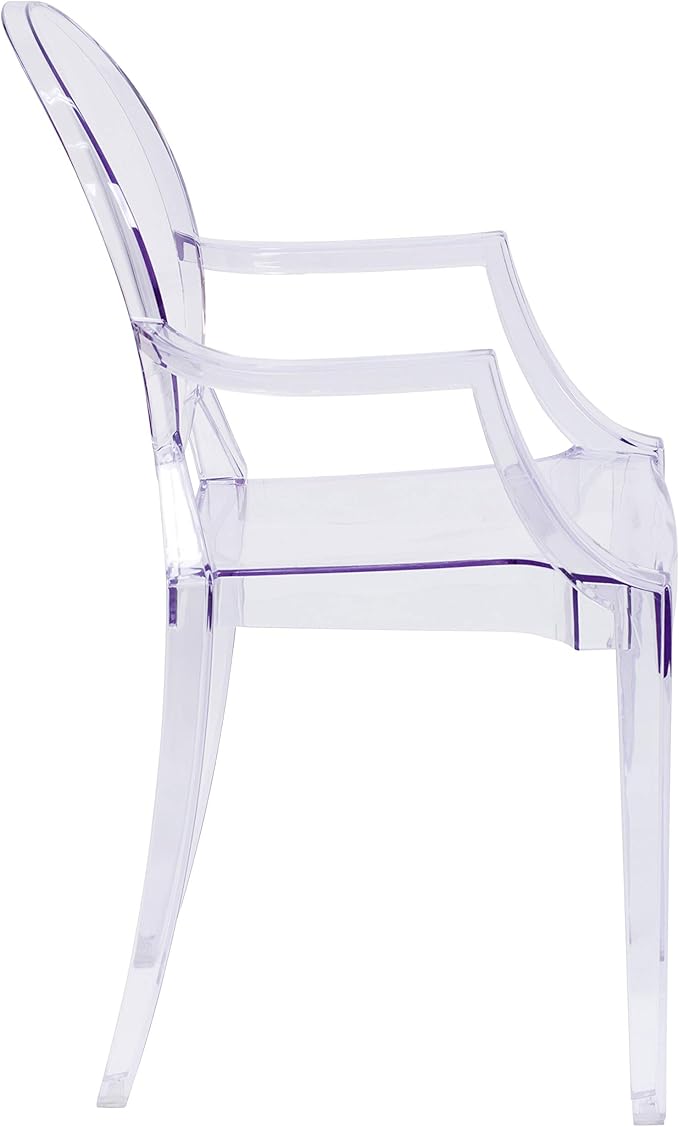 Flash Furniture Max 4 Pack Indoor-Outdoor Ghost Chair with Arms in Transparent Crystal