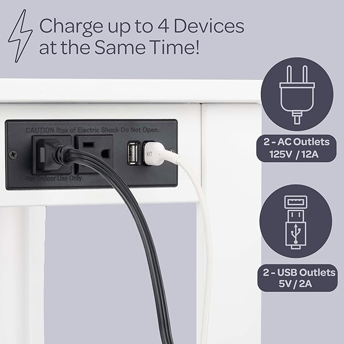 Narrow Side Table with Charging Station - Small End Table with 2 USB Ports, 2 Power Outlets, and Storage Shelf - Slim Nightstand for Living Room, Bedroom, or Small Spaces by Lavish Home (White)