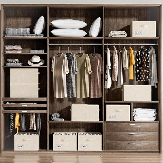 FHSQX 4 Pack Shoe Organizer for Closet,Foldable Shoe Organizer,Fits up to 48 Pairs,Storage Containers With Bottom Support for Shoes (Beige, (16.5 * 12.6 * 9.5) x4)