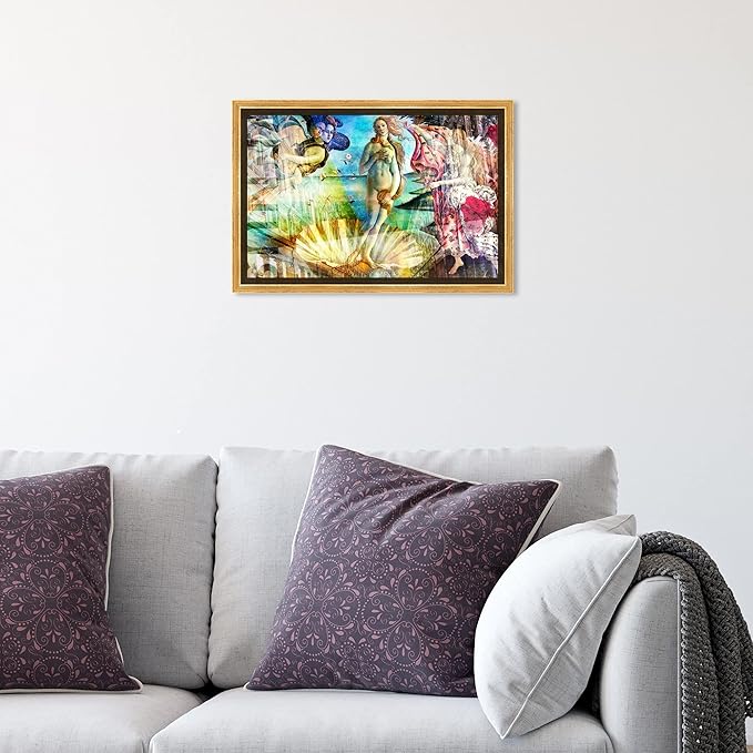 The Oliver Gal Artist Co. Spiritual and Religious Wall Art Framed Canvas Prints 'Birth of Venus - Botticelli' Zodiac