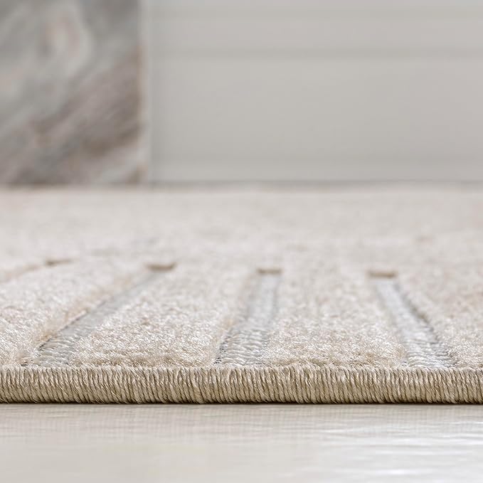 JONATHAN Y Nordby High-Low Arch Striped Indoor/Outdoor Area Rug, 8x10, Beige/Cream, for Patio, Backyard, Living Room, Bedroom, Office, Hose-Washable (SCN104E-8)