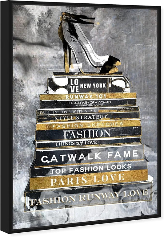 The Oliver Gal Artist Co. Fashion and Glam Wall Art Framed Canvas Prints 'Fashion Thoughts Noir Classic' Shoes