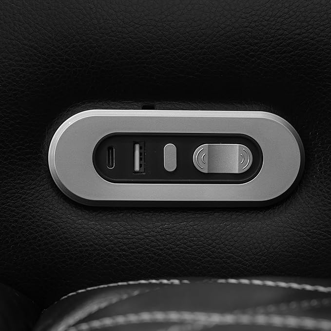 Power Recliner Sofa for Living Room, Air Leather Reclining Sofa 3 Seat with Flip-Down Middle Backrest, LED Lighting, USB Charging Port (Black)