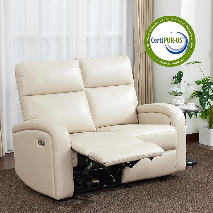 MCombo 56" Zero Wall Recliner Loveseat, 2-Seat Power Wall Hugger Sofa with USB & Type-C Dual Ports, for Small Space, Living Room, RV PR646M1 (Beige, Loveseat)