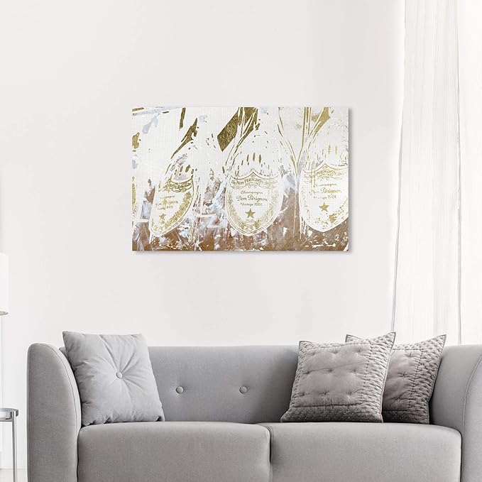 The Oliver Gal Artist Co. Drinks and Spirits Wall Art Canvas Prints 'Champagne Showers' Home Décor, 45 in x 30