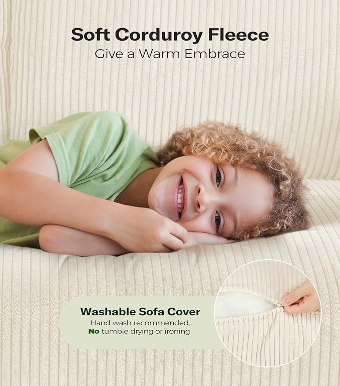 Welzona Loveseat Sofa, 51" Love Seat, Comfy Corduroy Small Loveseat for Small Spaces, Tool-Free Setup Couch for Bedroom, All-Wood Couches for Living Room, No Pillow Included, Beige