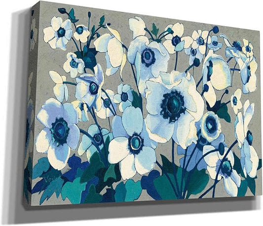 Epic Graffiti 'Anemones Japonaises I' by Shirley Novak, Canvas Wall Art, 60"x40"