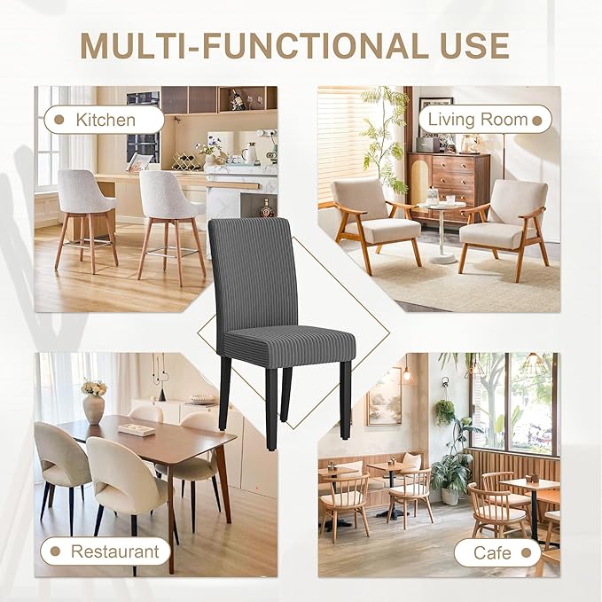 Furmax Ergonomic Dining Chairs Set of 2, Upholstered Fabric Dinning Room Chairs, Velvet Kitchen Chairs with Adjustable Wood Legs for Kitchen Living Room (Velvet Grey, 2)