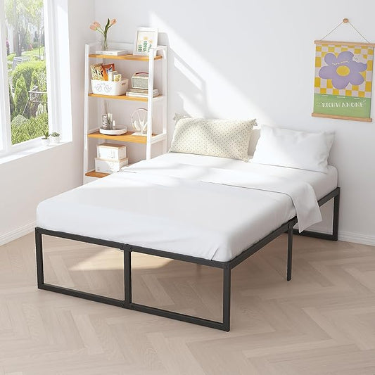 18 inch King Bed Frame Metal Platform Mattress Foundation with Heavy Duty Steel Slat Support, No Box Spring Needed, Easy Assembly, Black