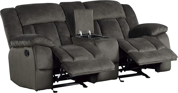 Lexicon Reclining Living Room Set, Manual Reclining Sofas, Couches for Living Room, Includes Reclining Sofa and Dual Glider Recliner Loveseat, 2-Piece Set, Chocolate