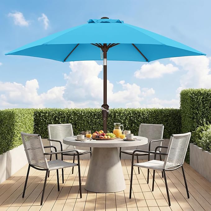 ABCCANOPY 7.5FT OutdoorPatio Umbrella, UV Protection Table Umbrella w/Crank for Easy Set Up, Suitable for Garden, Lawn, Deck & Backyard (Turquoise)