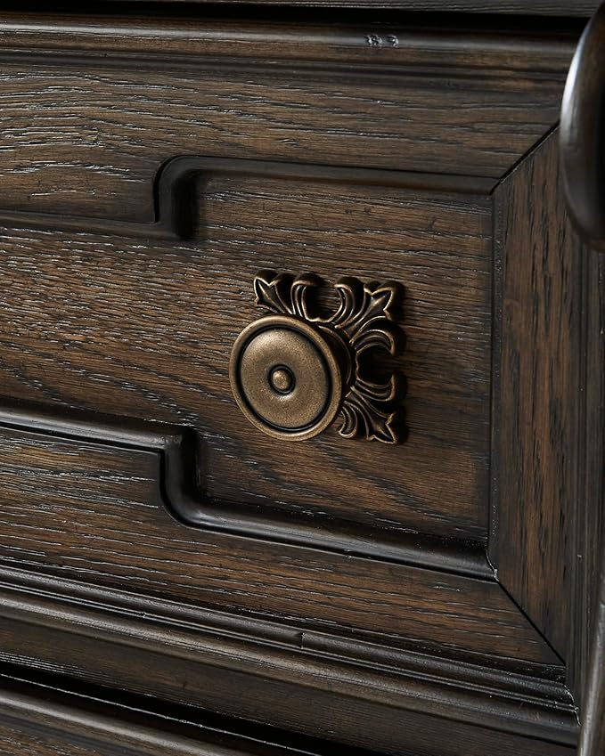 Signature Design by Ashley Maylee Classic 2 Drawer Nightstand with Pull-Out Tray, Power Supply and USB Ports, 29.5" Tall, Dark Brown
