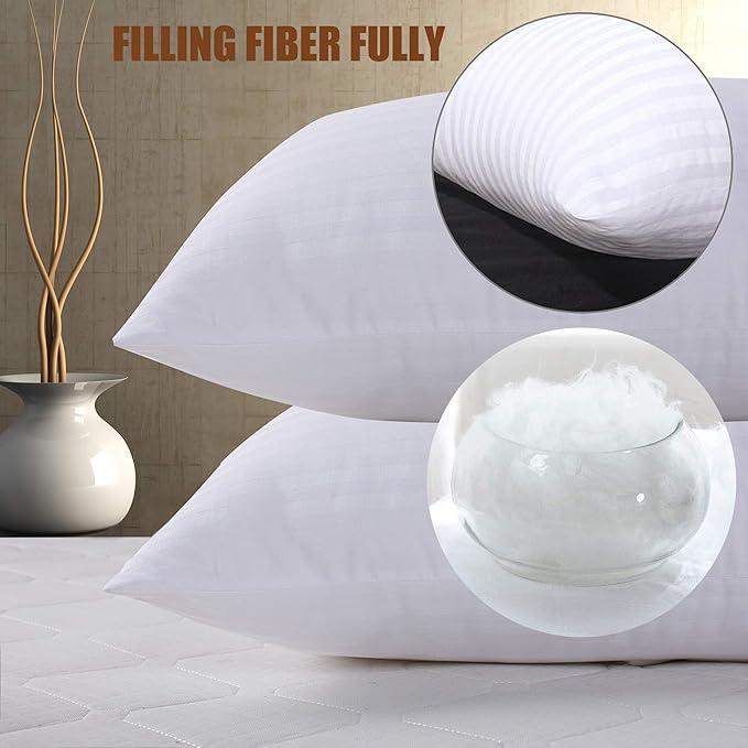 Bed Pillows for Sleeping: Queen Size Microfiber Pillows 2 Pack - Ultra Soft Breathable Down Alternative Pillows - Hotel Luxury Collection Pillows for Back Stomach or Side Sleepers (Queen)