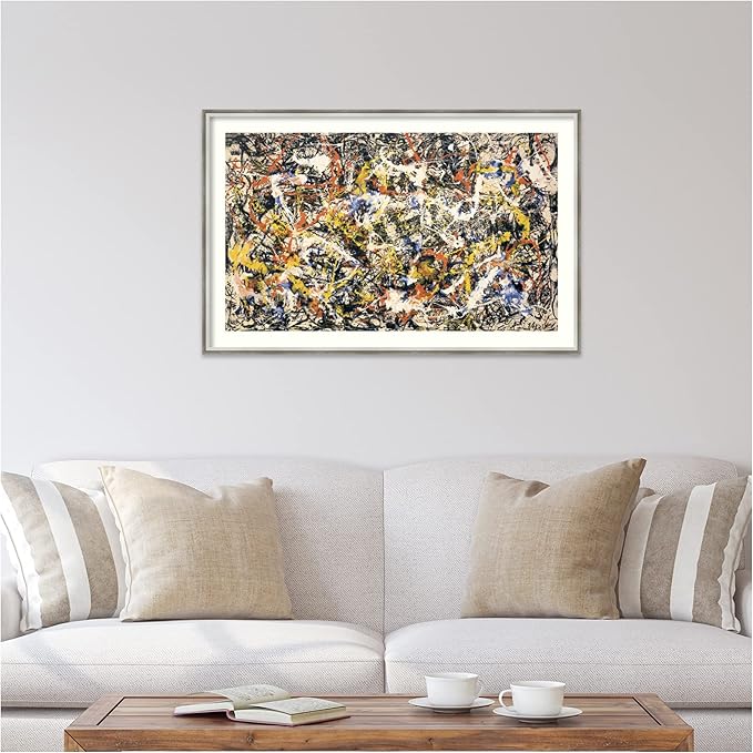 Amanti Art Framed Wall Art Print 27x41 Convergence by Jackson Pollock, Abstract Wall Art, Museum Masters Classics Decor, Large Poster Painting Artwork for Living Room, Bedroom, Bathroom, Kitchen