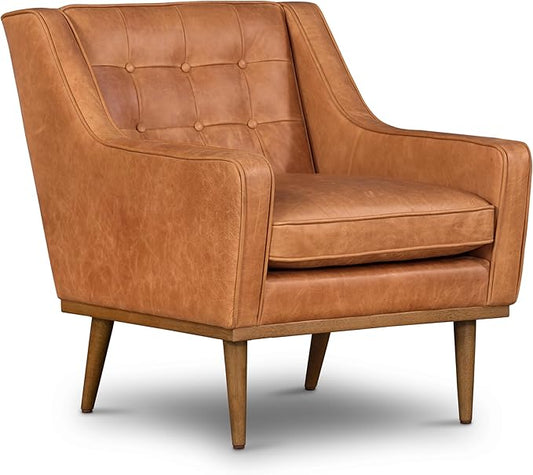 Gus Lounge Chair in Cognac Tan