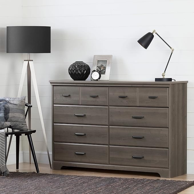 South Shore Versa 8-Drawer Double Dresser Gray Maple, Traditional