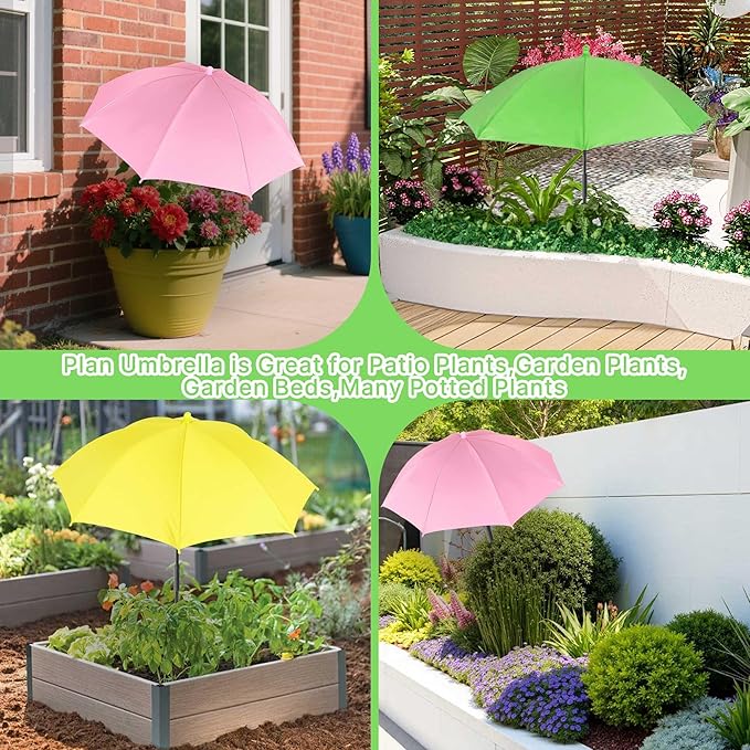 SUTROMA Plant Umbrellas for Outdoor Plants 3 Pcs, Adjustable Plant Shades for Outdoor Plants and Garden Beds 35.4×23.6 Inch, Provide Sun Shade for Courtyard Balcony Plants
