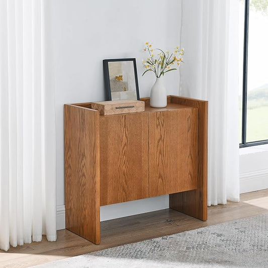 Ball & Cast 34" Walnut Sideboard Cabinet with Storage, Rustic Buffet Credenza Cabinet with 2 Doors and Adjustable Shelf, for Entryway, Hallway, Living Room, Dining Rooms & Kitchen Coffee Bar